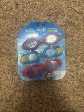 3-Pack Youth Swim Goggles (Ages 8+) — UV Protection & Latex-Free NWT
